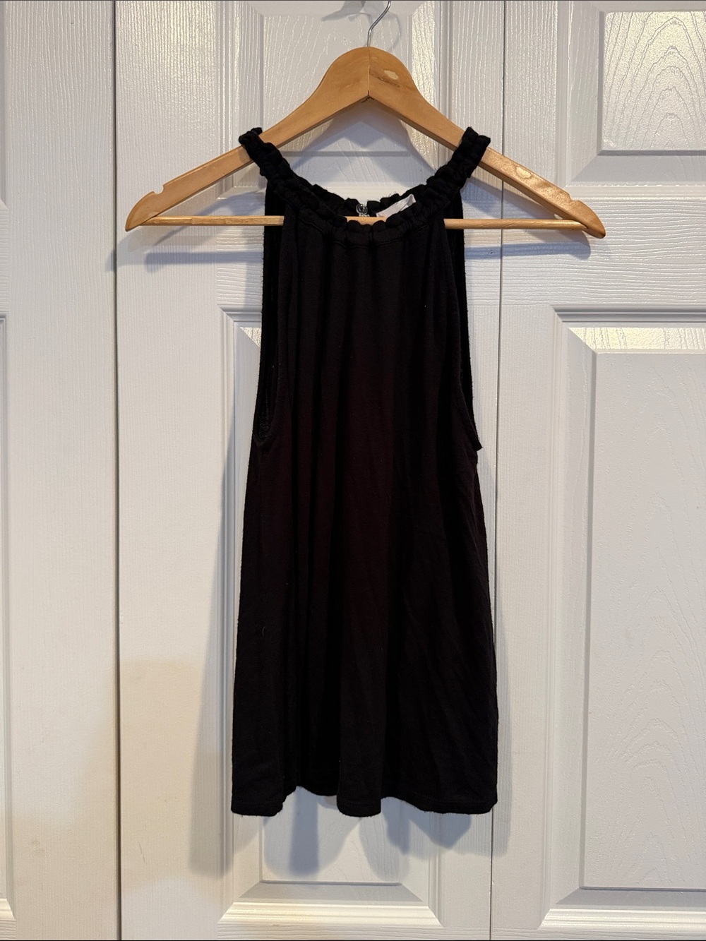 Double Zero Black Gathered Halter Tank Top